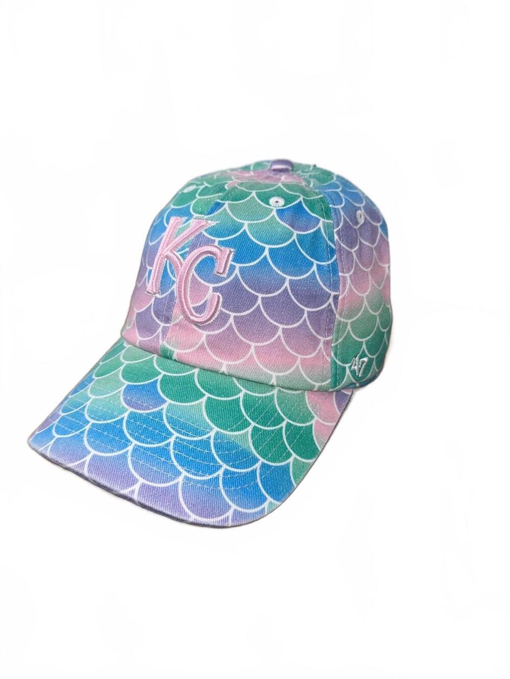 47 Brand Kansas City Royals Youth Turquoise Mermaid Scale Baseball Cap - Picture 2 of 7